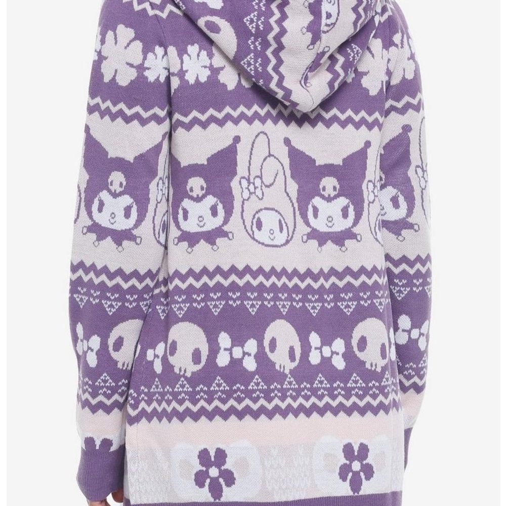 NWT My Melody & Kuromi Sanrio Sherpa Hooded Girls Open Cardigan